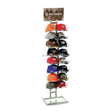 Robusta loja de varejo de roupas esportivas com 2 filas de tamanho personalizado expositores para chapéus de chão de metal